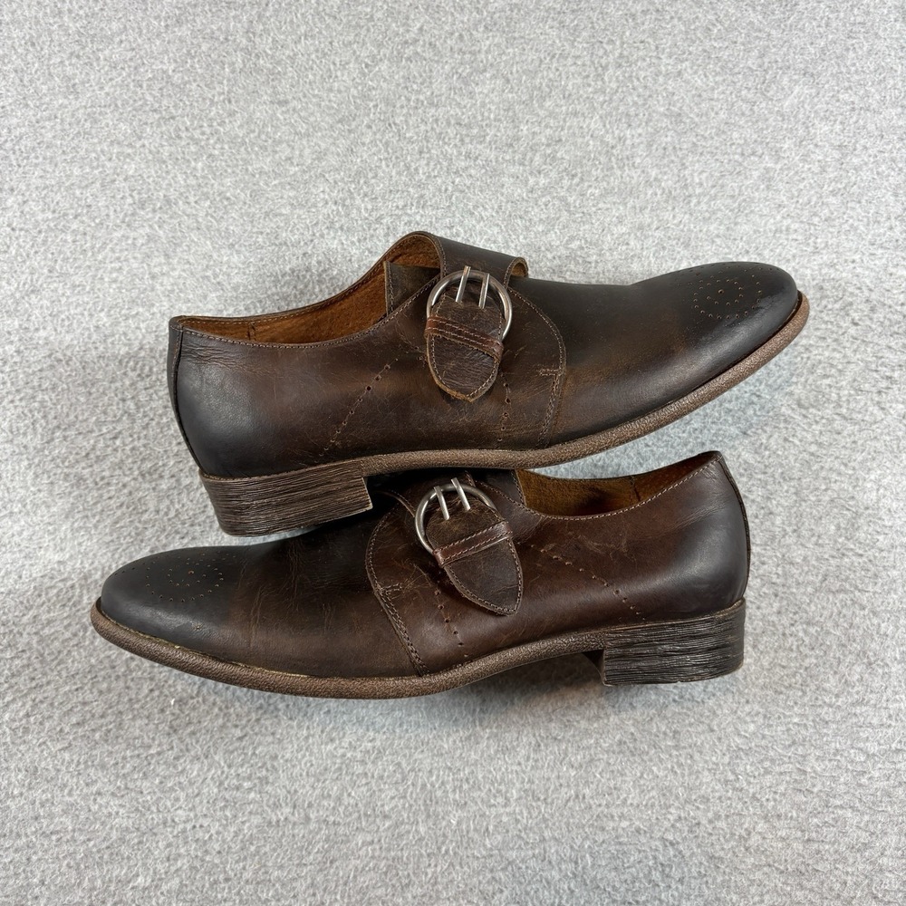 Robert Wayne Montana Monk Strap Loafers Mens 9.5 D Brown Leather Portugal Shoes